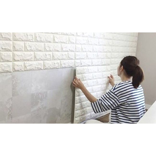 Xốp Dán Tường Giả Gạch 3D MÀU TRẮNG