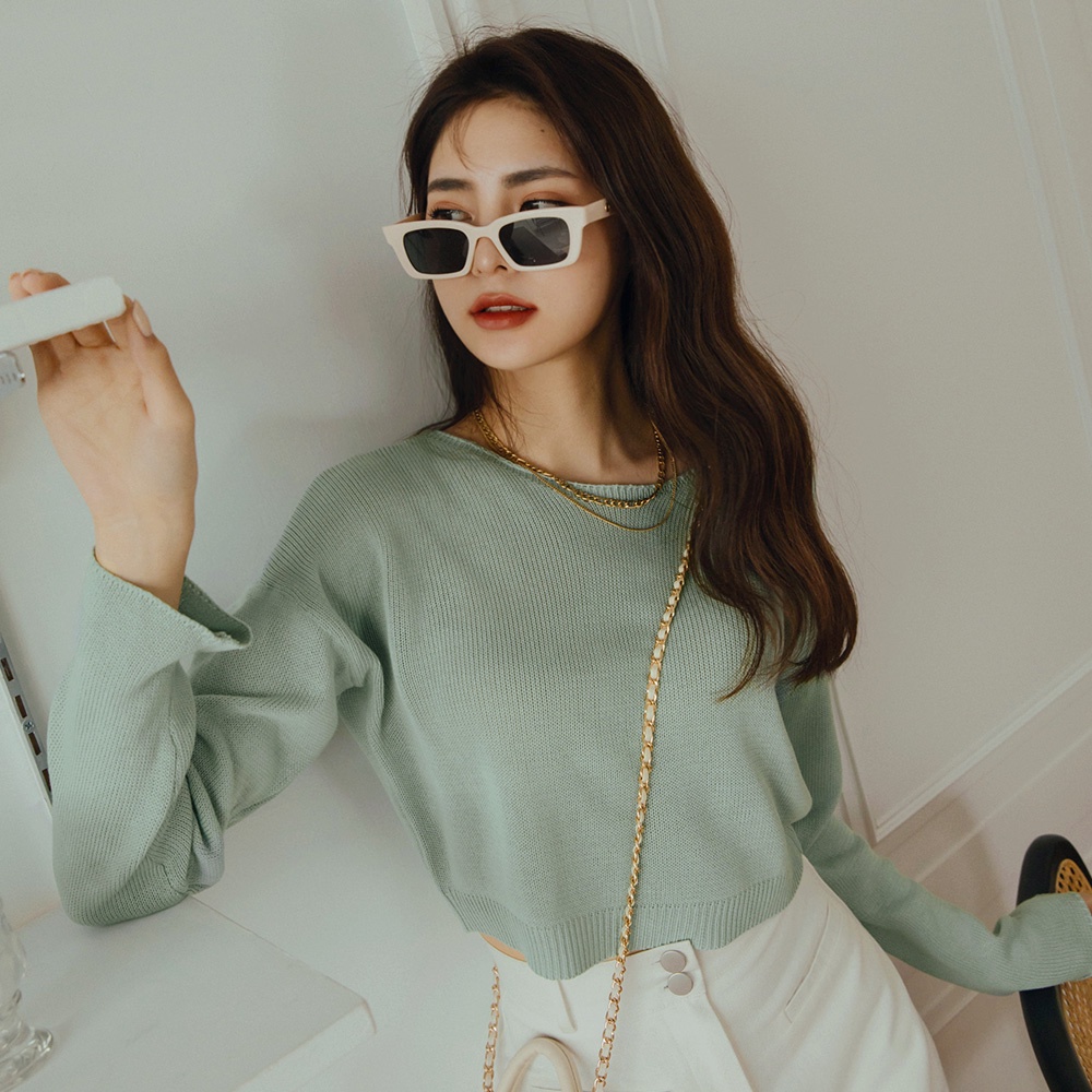 Áo dệt kim croptop dáng rộng nữ Air Space Lady 2211829004