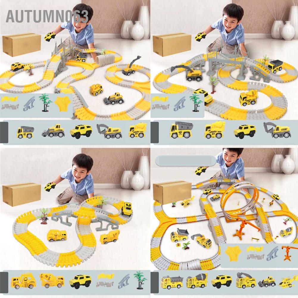 Bộ Đồ Chơi Lắp Ráp Đường Ray Xe Hơi Chạy Điện Linh Hoạt DIY Mùa Cho Bé Autumn063