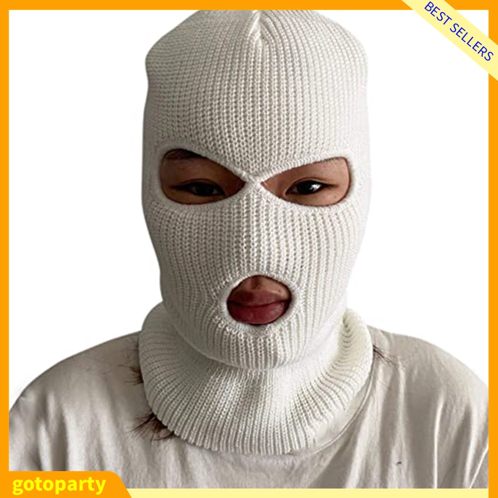 Mũ len trùm đầu màu trơn thiết kế 3 lỗ độc đáo