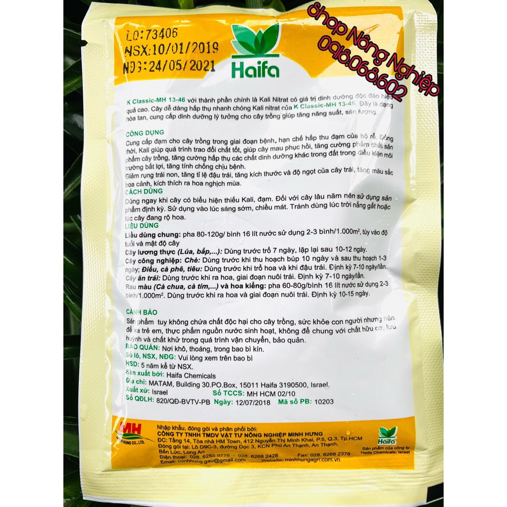 Phân bón lá KNO3 Haifa Israel 100gr