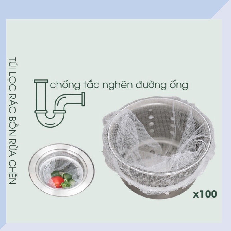 SET 100 TÚI LƯỚI LỌC RÁC BỒN RỮA BÁT
