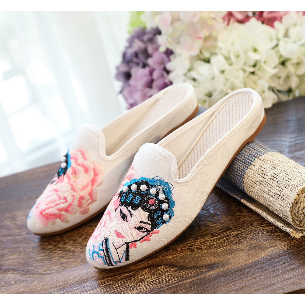 Dép bít mũi MS ISS754 cotton thêu họa tiết nhiều kiểu tùy chọn phong cách Trung Hoa cổ điển thời trang dành cho nữ