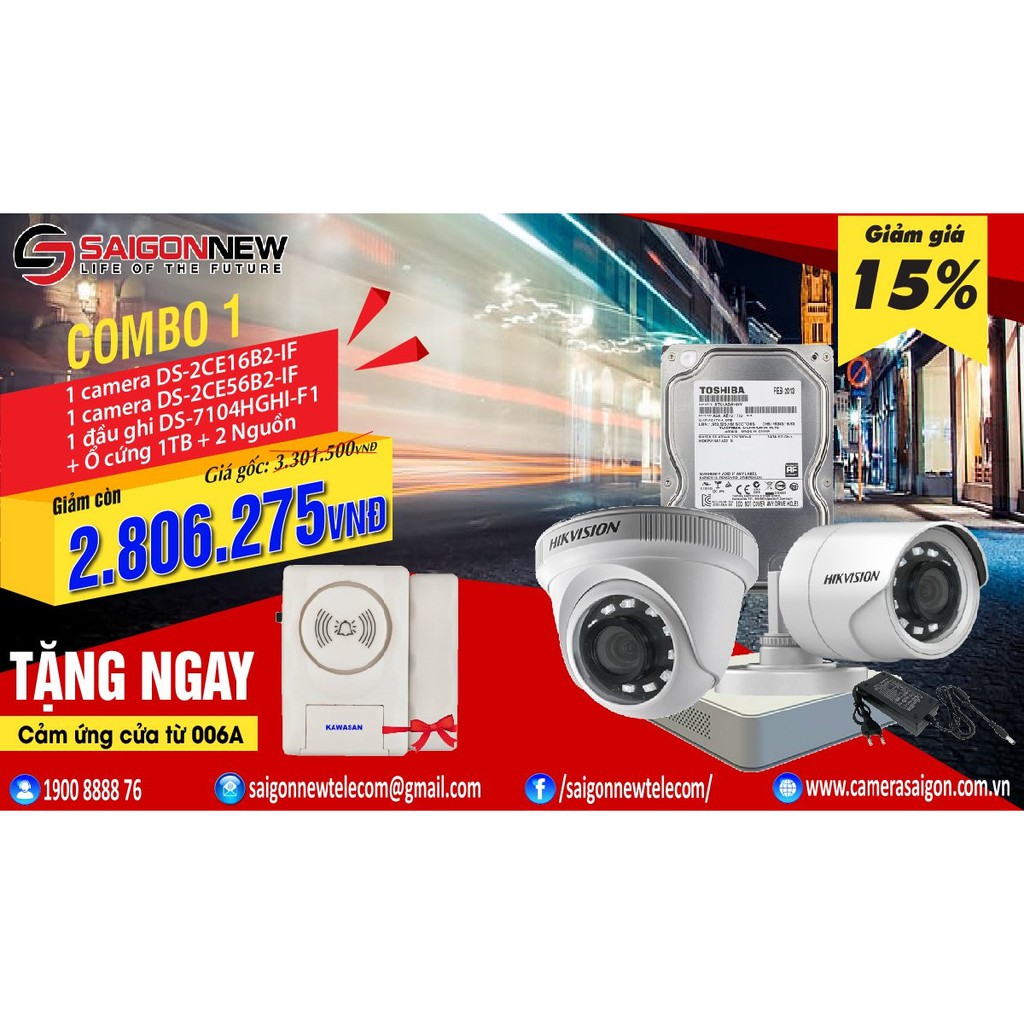 Bộ 2 Camera TVI HKVISION 2.0MP Full HD