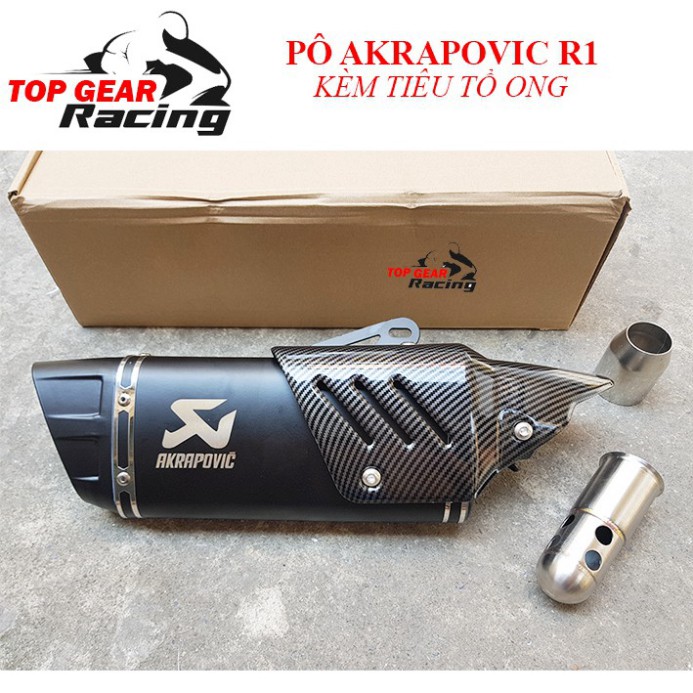 PÔ akrapovic R1 đen kèm Tiêu tổ ong <TOPGEAR>