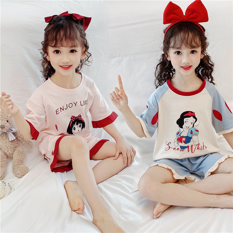 đẹp giá đặc biệtBộ đồ ngủ trẻ em, mặc nhà bé gái, cotton em tay ngắn, gái kiểu mỏng, quần áo điều hòa cho hè