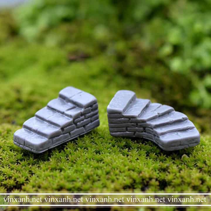 Phụ kiện bậc thang xám trang trí tiểu cảnh, hồ cá, terrarium