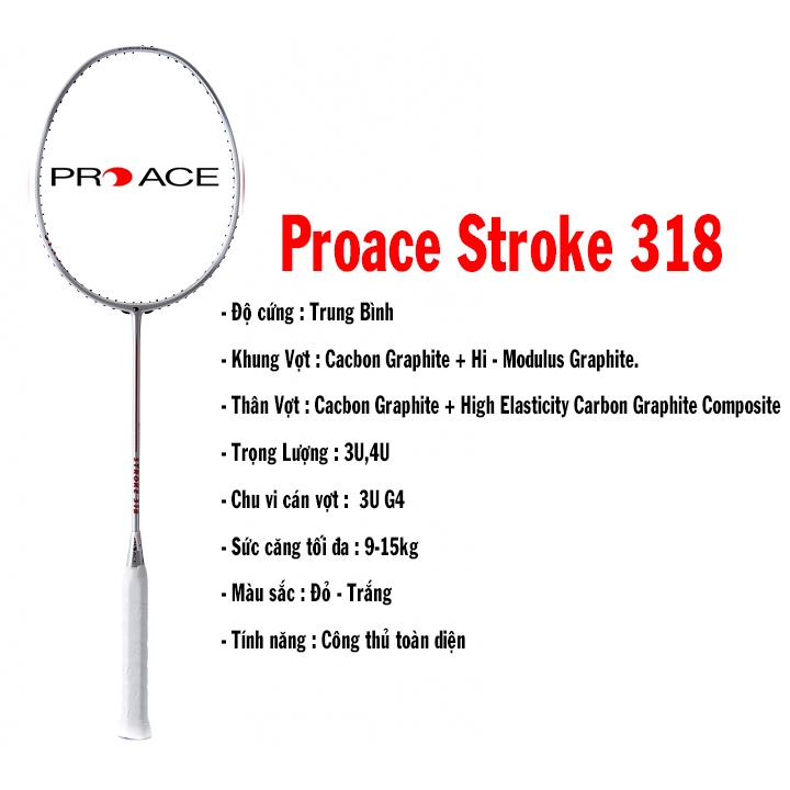 Vợt Cầu Lông Proace Stroke 318 1 vợt 1 túi [Ảnh thật] [Có bảo hành] [Có sẵn] [Rẻ vô địch]