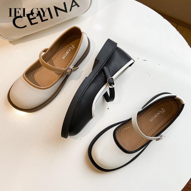 Giày da IELGY đế thấp màu sắc retro dễ phối đồ cho nữ