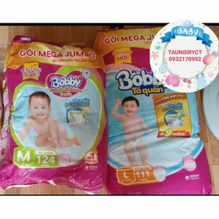 Tã quần Mega Jumbo bobby M124/L111/L111+9/XL96/XXL88
