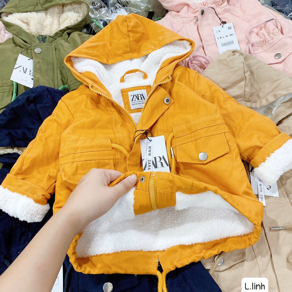 Áo khoác parka lót lông nhiều màu cho bé xuất dư xịn siêu ấm mùa đông chất liệu kaki cực mềm, lót nỉ siêu xinh