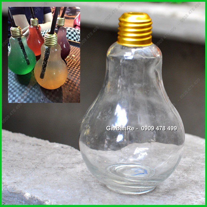 LY TRÀ SỮA THỦY TINH HÌNH BÓNG ĐÈN - 4771