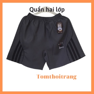 Quần đùi nam mặc nhà ống rộng hai lớp vải dù dáng thể thao cotton Tomthoitrang QDA3