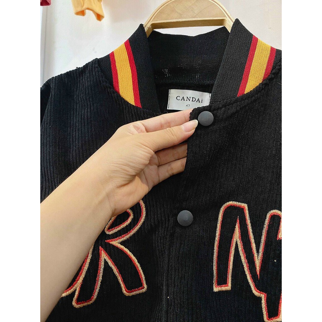 Áo Bomber Nhung gân thêu NOR cá tính mạnh - Form rộng Unisex Nam Nữ Couple | BigBuy360 - bigbuy360.vn