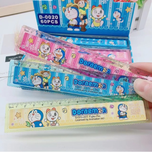 thước doremon THI14 jinbeisan kero usagyuuun chuột vàng shin dán giấy cute dễ thương 15cm