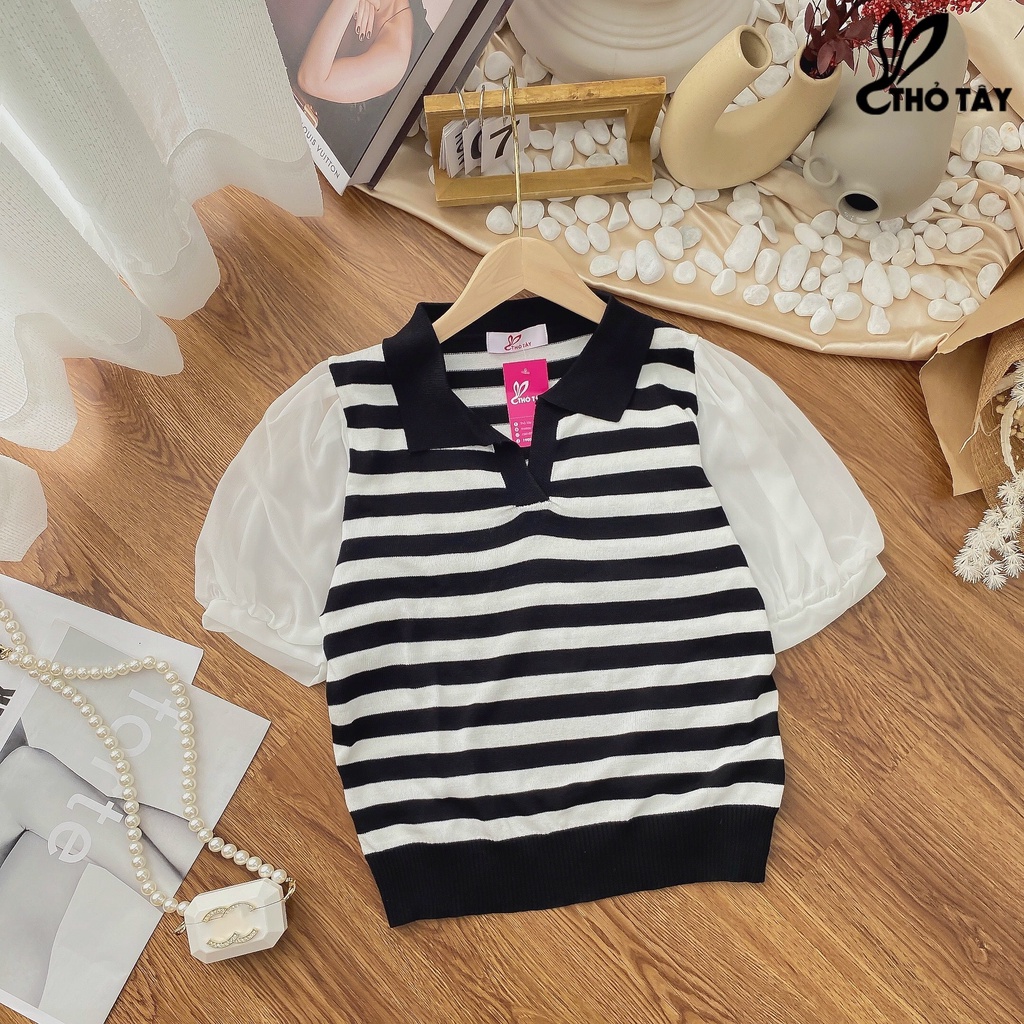 Áo kiểu len phối tay phồng THỎ TÂY A179C209 | BigBuy360 - bigbuy360.vn