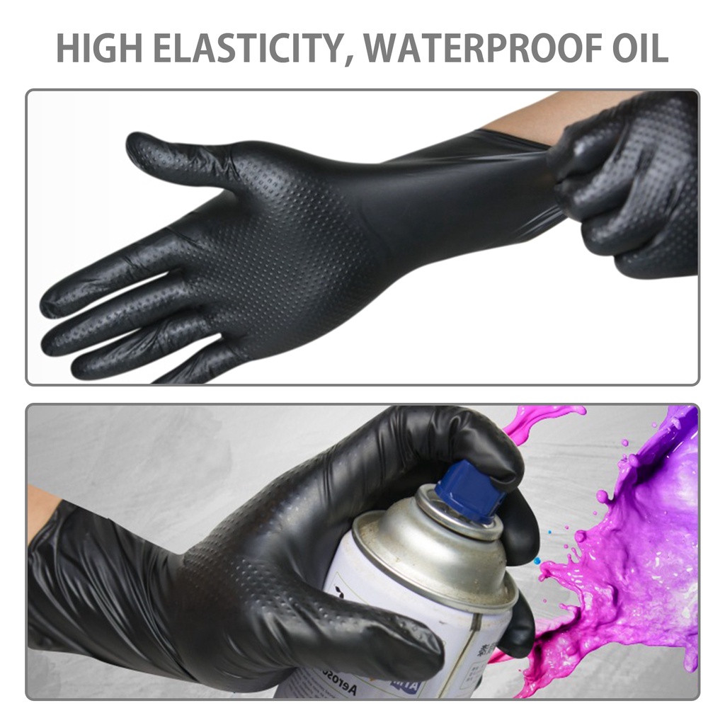 Set 50 găng tay màu đen siêu dày bảo vệ an toàn dùng sửa chữa ô tô