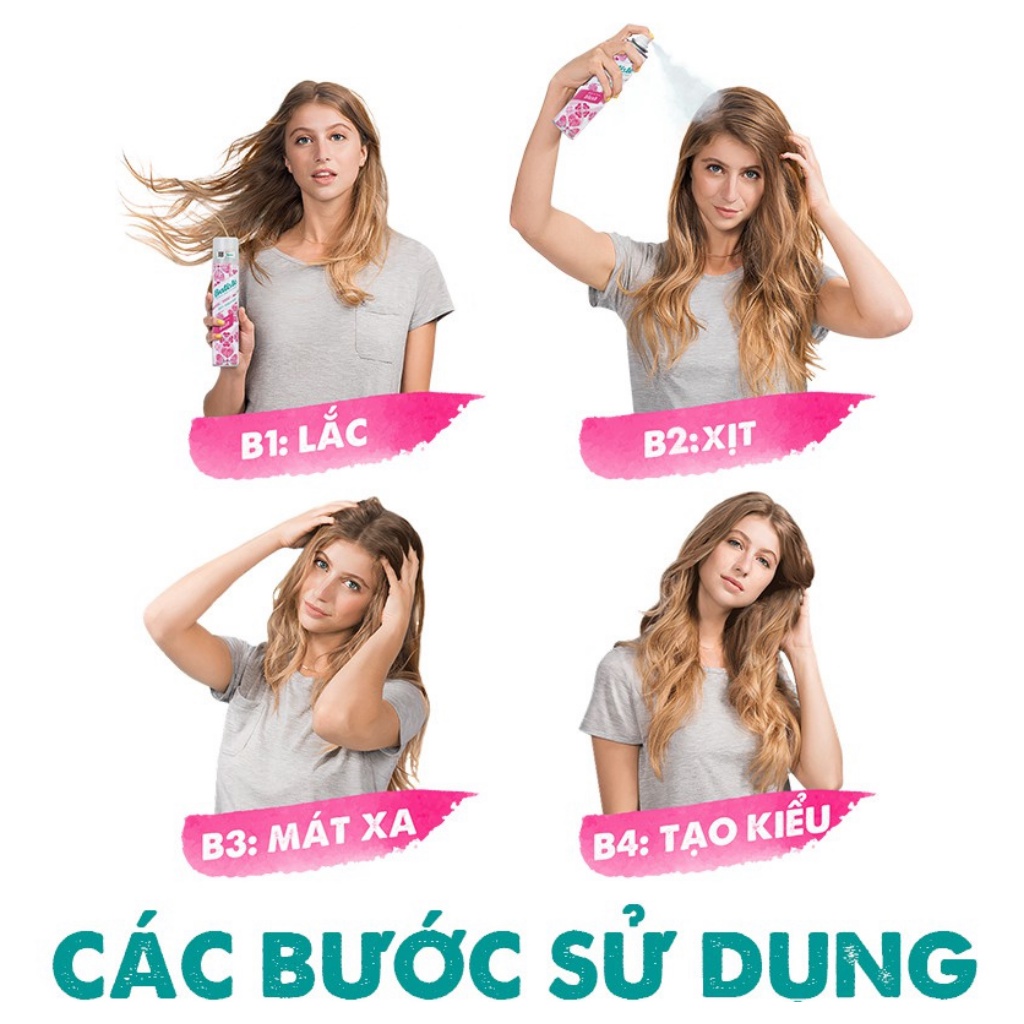 Dầu Gội Khô Batiste Dry Shampoo 200ml Hết Ngứa, Hết Bết Dính Tóc Bồng Bềnh Tức Thì - White Store