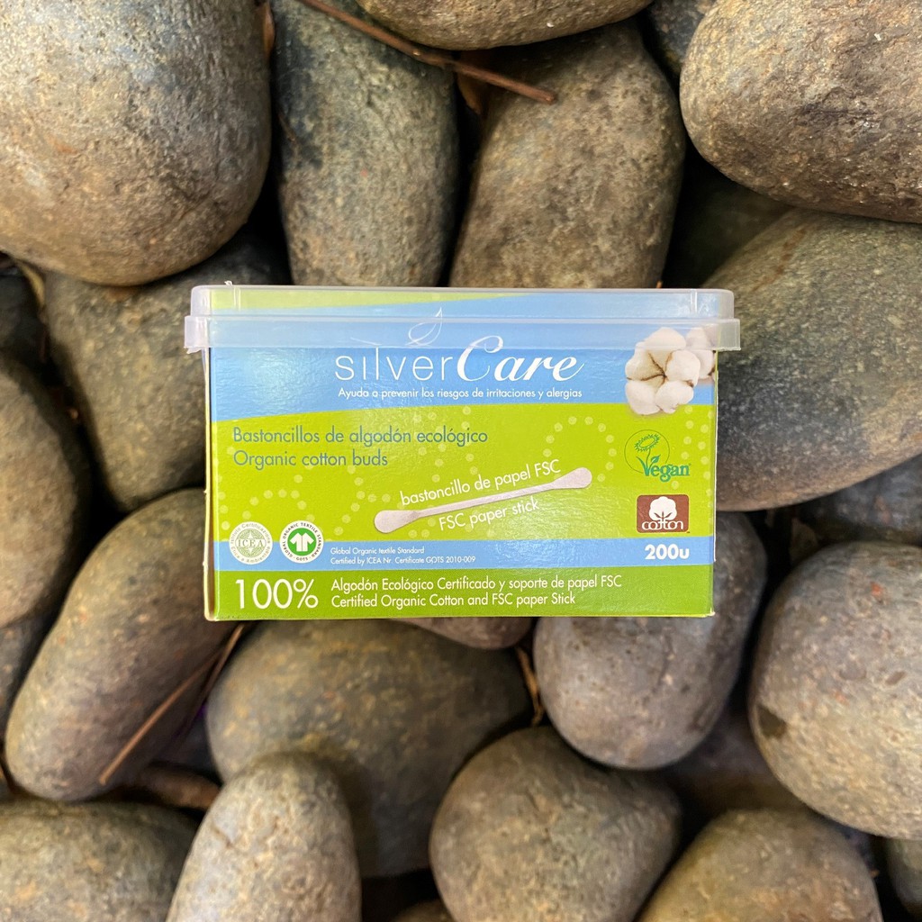 Bông tăm hữu cơ Silvercare hộp 200 cái
