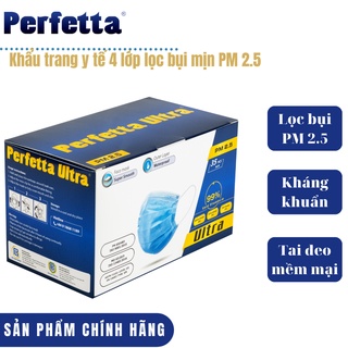 Khẩu trang y tế 4 lớp Perfetta Ultra Xanh đóng riêng từng cái