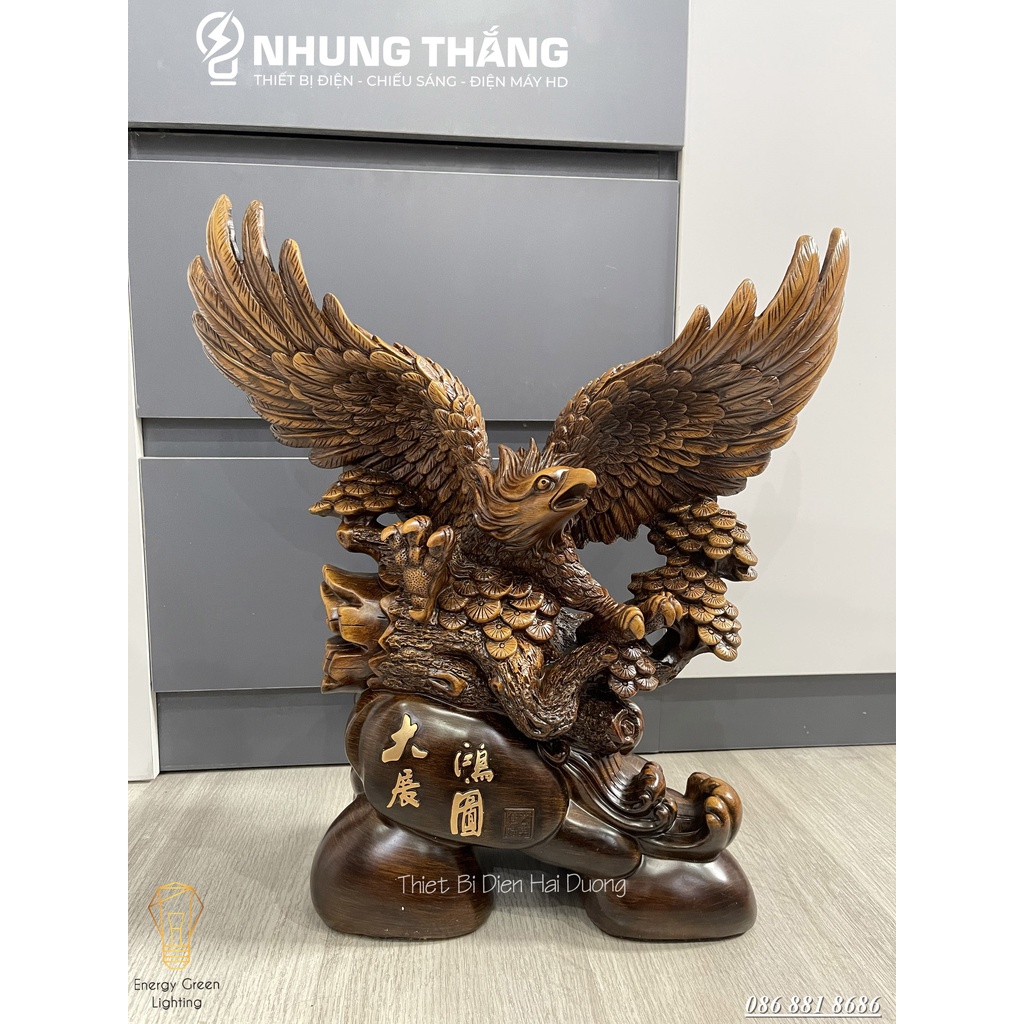 Tượng Phong Thủy Đại Bàng Tung Cánh - Cao 42cm - Quà Tặng Sếp, Tân Gia Khai Trương Trang Trí Nhà Cửa - Bảo Hành 12 Tháng
