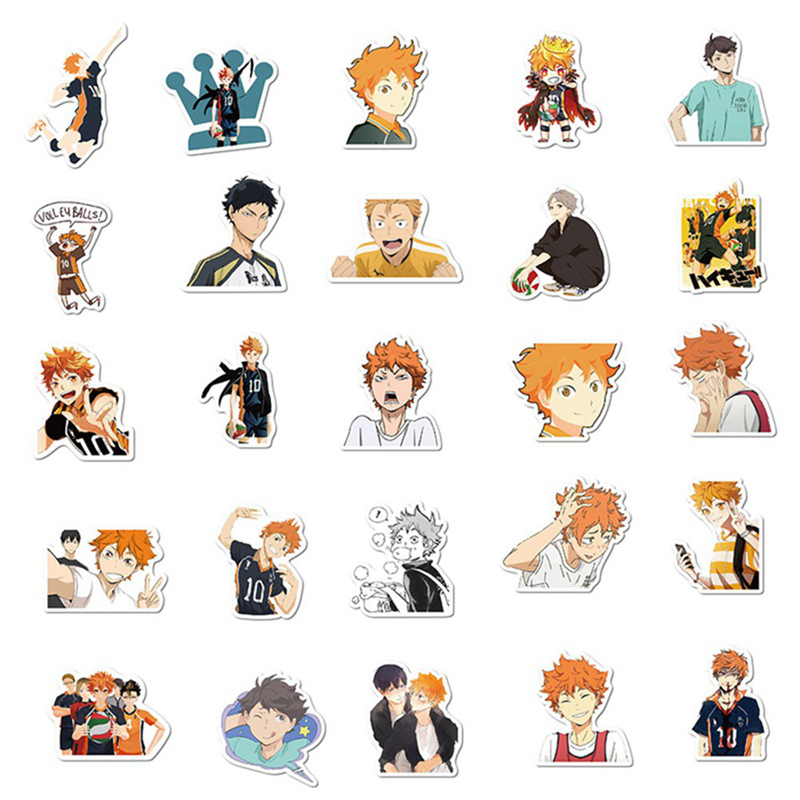 52Pcs Anime Volleyball Juvenile Suitcase Computer Graffiti Stickers