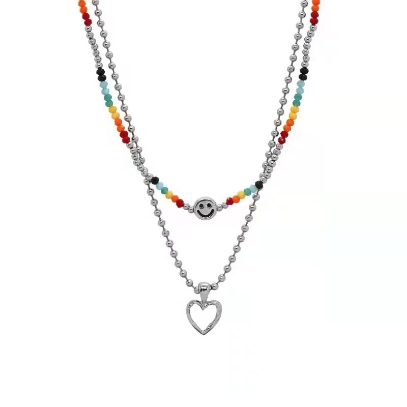 Dây Chuyền Mặt Cười Pha Lê Màu Cầu Vồng Dễ Thương 19A1619