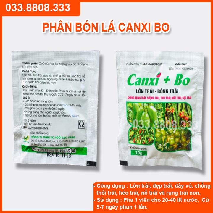 5 Viên Phân Bón CANXI + BO ( viên trắng 10g) - [{Lớn Trái Bóng Trái},{Chống Rụng Trái },{Chống Sượng Trái Th