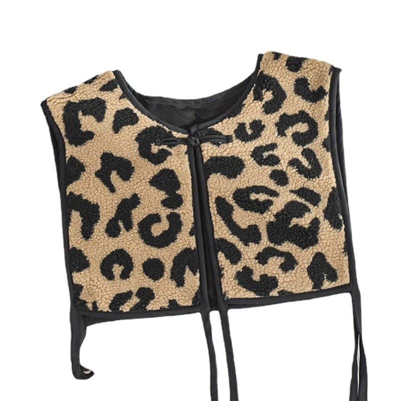 Han Áo Khoác Ghi Lê Giả Lông Dày Không Tay Họa Tiết Da Báo Ấm Áp Mùa Thu Đông Cho Bé Gái