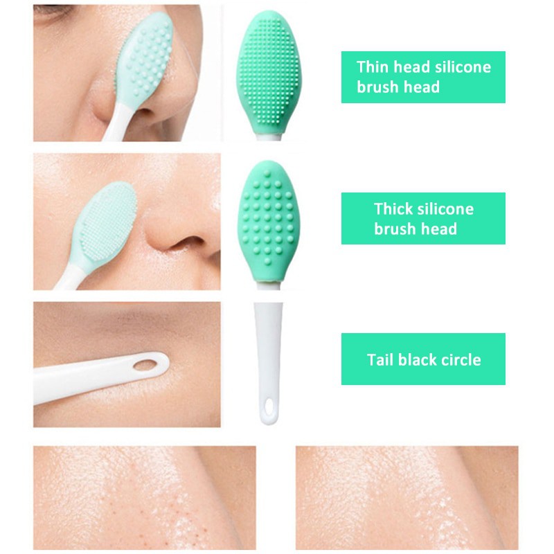 Beauty skin care tool face silicone brush double-sided nose cleaning brushes exfoliating blackhead removal brush