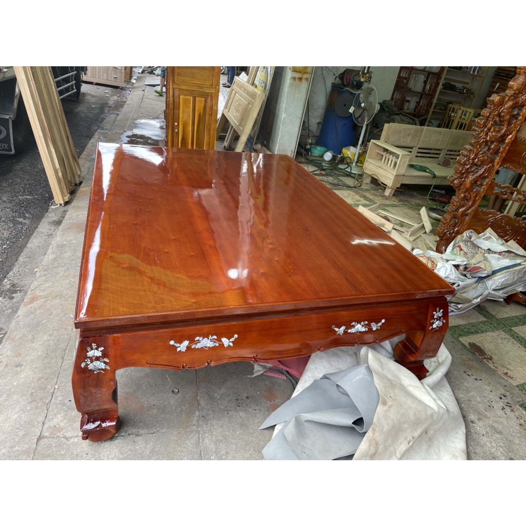 Sập trơn chân quỳ gỗ căm xe , phản gỗ hàng nguyên tấm, Li Quăng 1m4 x 2m2, 1m6 x2m2 và 1m8 x 2m3