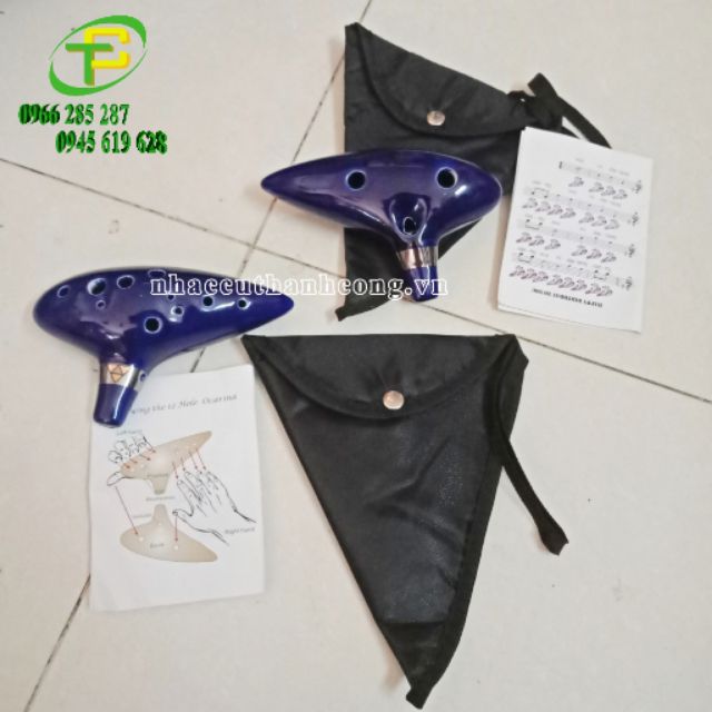 Sáo Ocarina bằng sứ 12 lỗ - Tặng kèm túi đựng