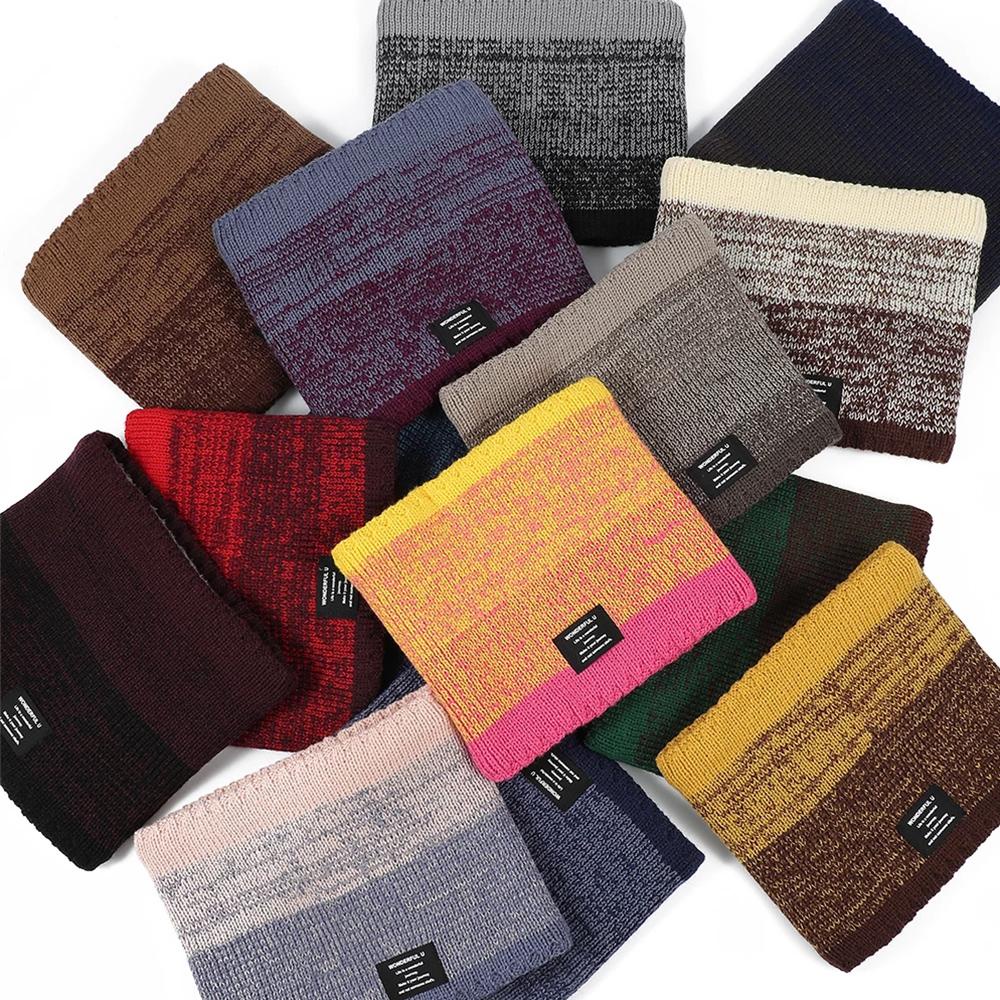 Khăn Choàng Cổ Dệt Kim Dày Dặn Màu Sắc Gradient Thời Trang Mùa Đông Cho Nam Giới