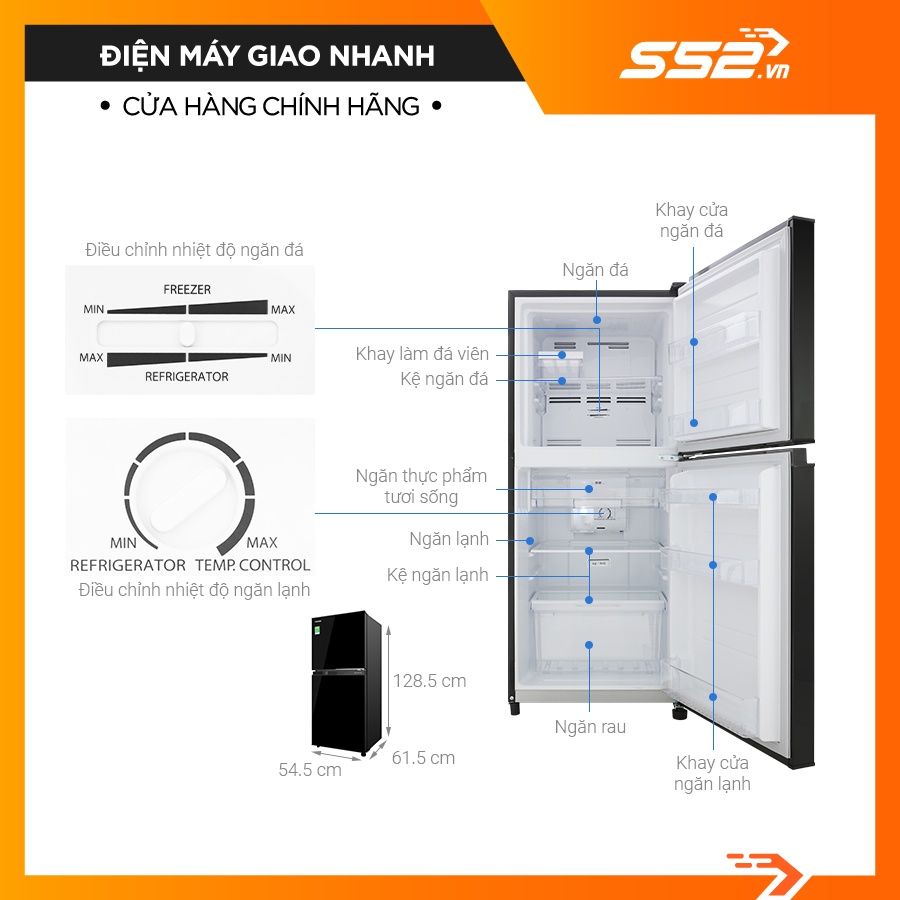 Tủ Lạnh Toshiba Inverter 180 Lít GR-B22VU UKG - Bảo Hành Chính Hãng