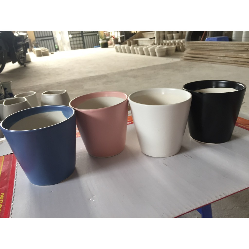 Chậu trồng cây mini chậu vát to trồng sen đá size 10x10cm