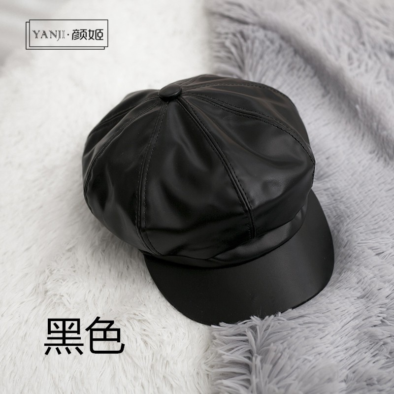 Mũ Beret Da Cao Cấp Màu Trơn Phong Cách Hàn Quốc Thời Trang Thu Đông Dành Cho Nữ