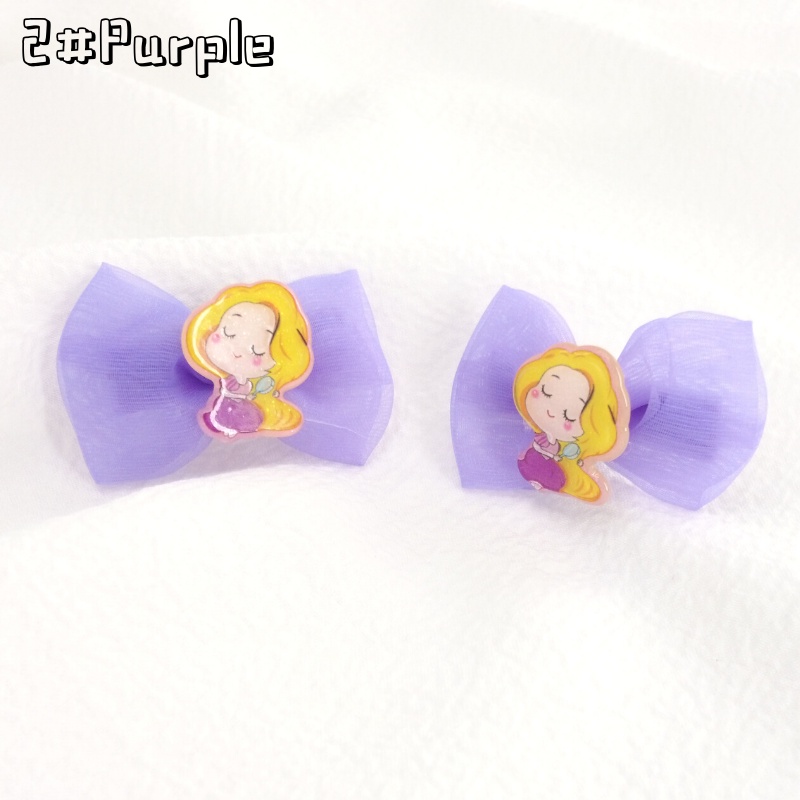Set 2 Kẹp Tóc Nơ Nhiều Màu Dễ Thương Cho Bé Gái