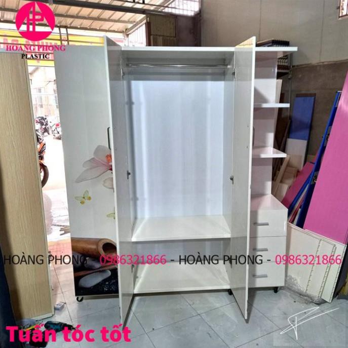 Tủ quần áo Người lớn Nhựa đài loan 1m62 x 1m85 in 3d hoa có kệ trang trí  Cao cấp bảo hành 2 năm Miễn phí vận chuyển