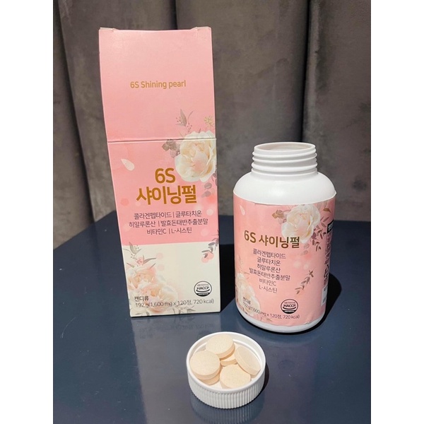 Viên ngậm hủy nám trắng da Shining pearl 6s Hàn - vị đào