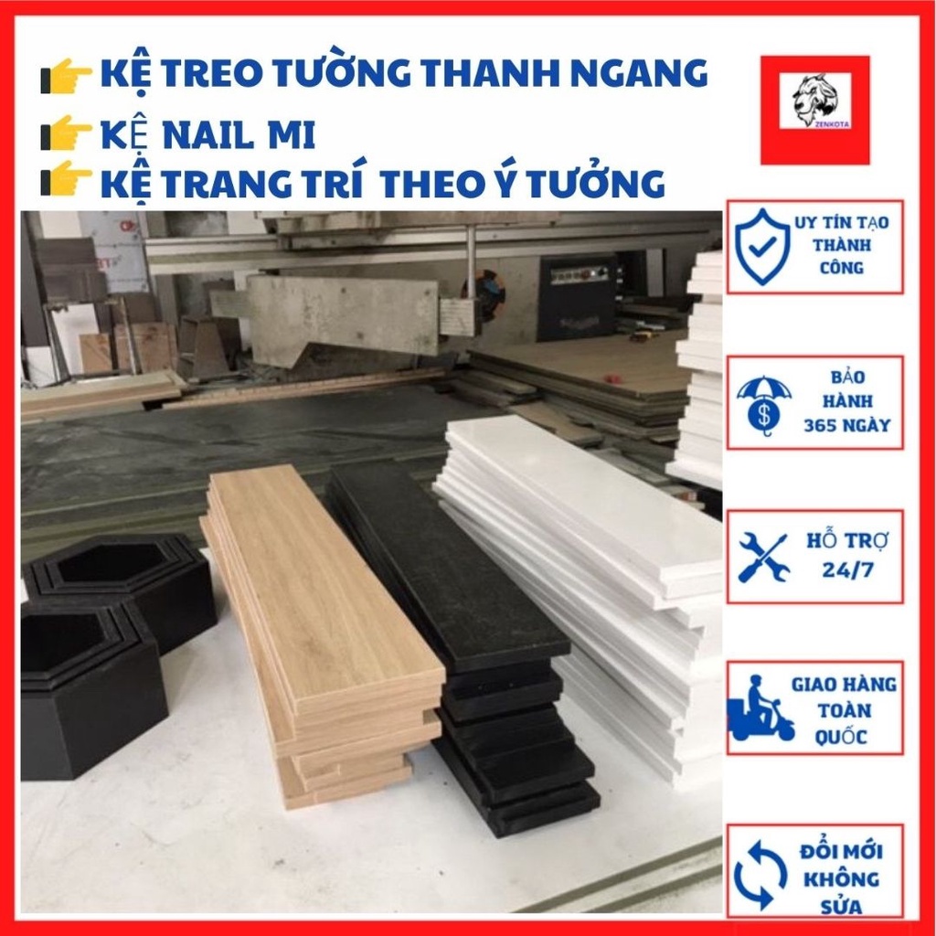 Kệ Thanh Ngang Trang Trí, Thanh giấu chân treo tường 30 đến 80cm Sâu 15cm Lói Xanh (GIÁ XƯỞNG) ZENKOTA