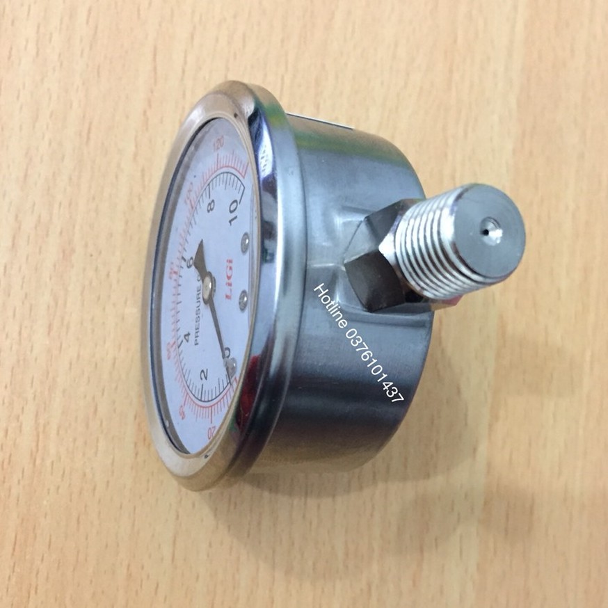 Đồng hồ đo áp suất áp lực thủy lực khí nén trong có dầu mặt phi 63 5kg, 7kg 10kg.....vv