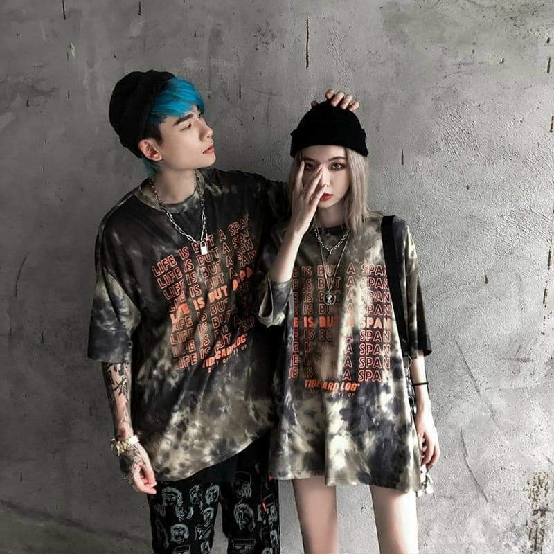 ÁO THUN FORM RỘNG TAY LỠ UNISEX MÀU LOANG, ÁO PHÔNG FORM RỘNG NAM NỮ LIFE