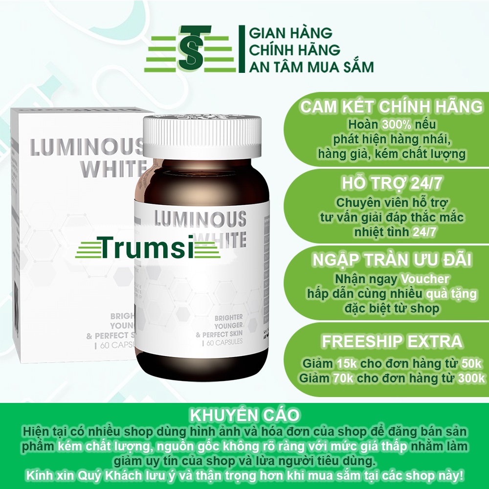 Viên Uống Trắng Da Giảm Nám Bổ Sung Collagen Chống Nắng Và Ngăn Ngừa Lão Hoá Luminous White USA Nhập Khẩu Chính Hãng