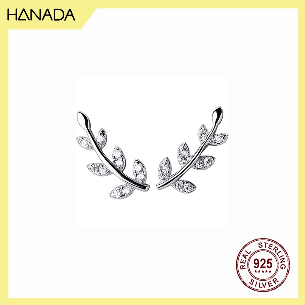 Bông Tai Bạc 925 Hanada Lá Đá 0480 E15