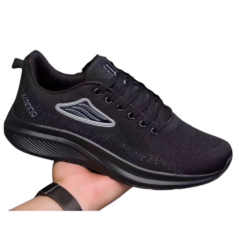 Giày thể thao sneaker nam đen đế đen logo trắng sản phẩm chính hãng bảo hành 1 năm (WN012ĐT)
