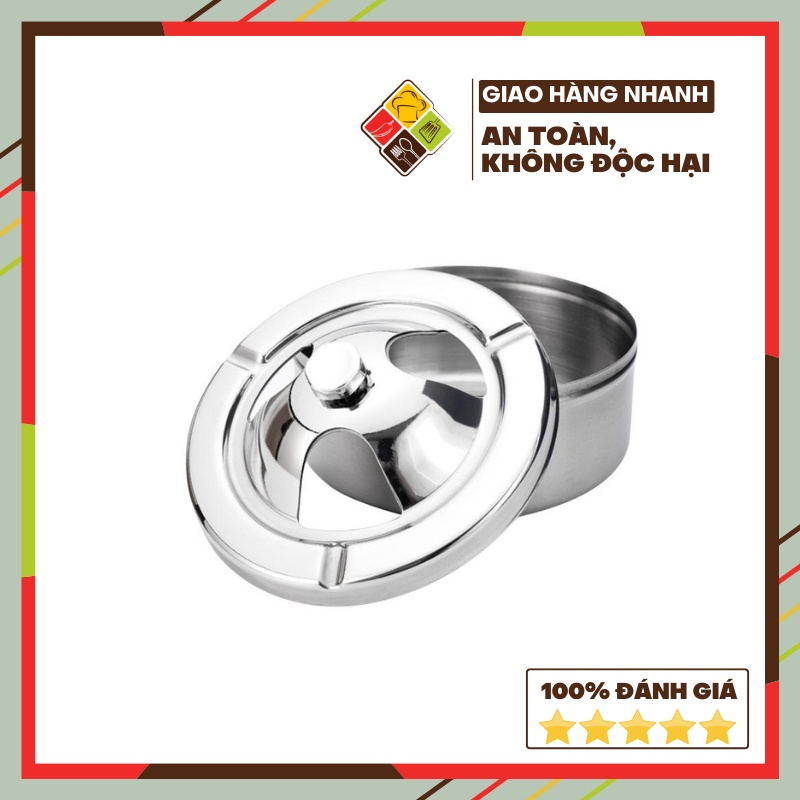 Gạt tàn nắp xoay inox cao cấp Behomemall