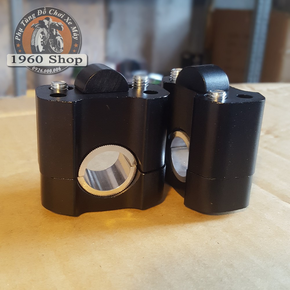 Cùm nâng ghi đông nhôm siêu bền màu đen dùng nâng cho ghi đông phi 22mm - 28mm phù hợp độ Cafe Racer Tracker SU GN Win