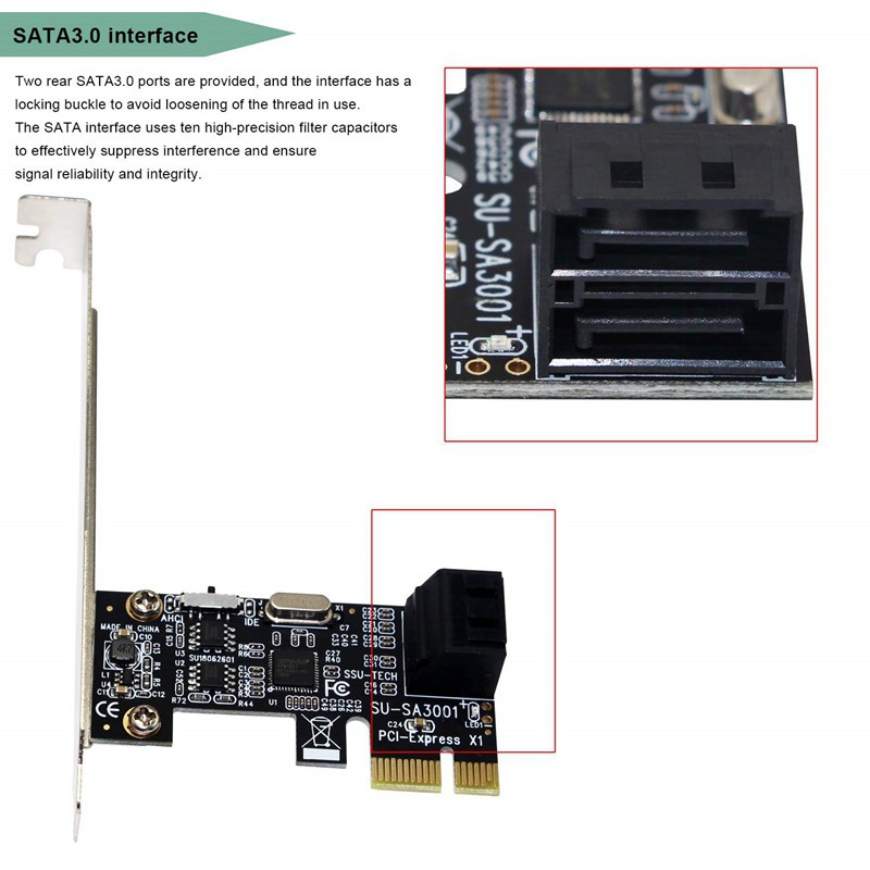 Pci-E To Sata3.0 2 Ports Expansion Card Mini Pcie To Sata 3.0 Convert Adapter Interface For Ssd Boot System Riser Controller For Pc