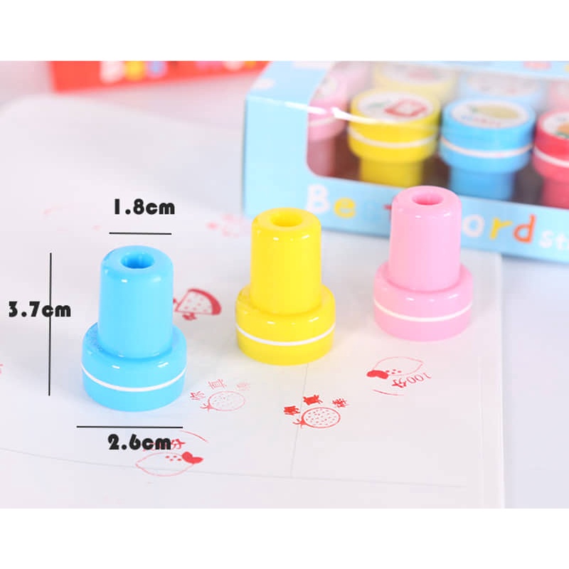 Vỉ 10 Con Dấu Hoạt Hình  Đóng Dấu Nhiều Chủ Đề Cho Bé Trai Bé Gái