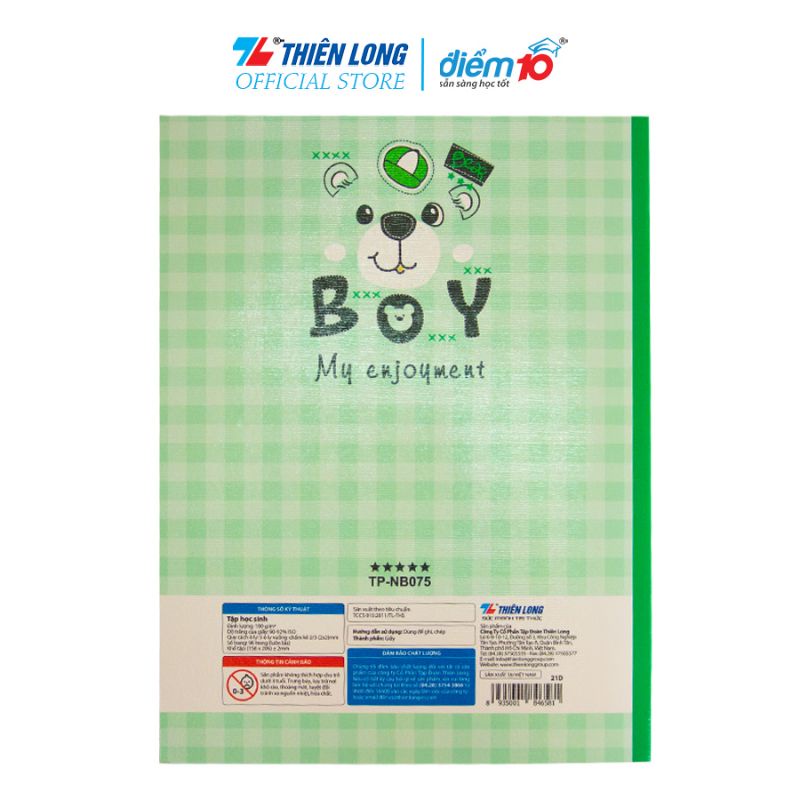 Tập học sinh 96 trang 5 ô ly vuông 100 gsm Điểm 10 TP-NB075